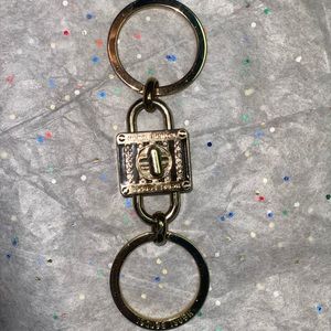 Henri Bendel Gold Crystal Valet Turn Lock Keychain